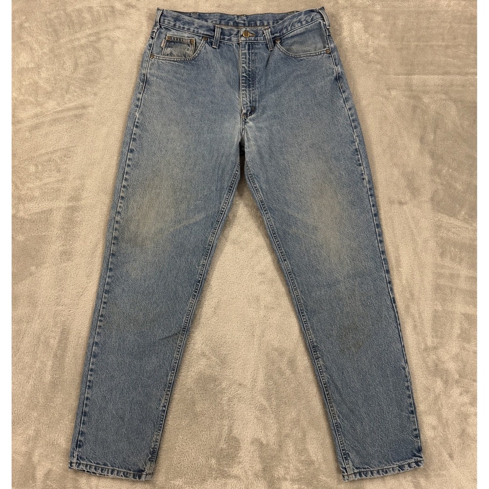 Carhartt Jeans Mens 36x33 B17 DST Blue Relaxed Tapered Distressed Workwear Chore